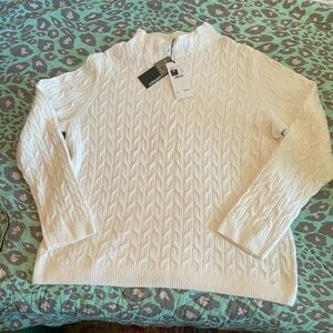 Elegant Cream Cable Knit Turtleneck Sweater
